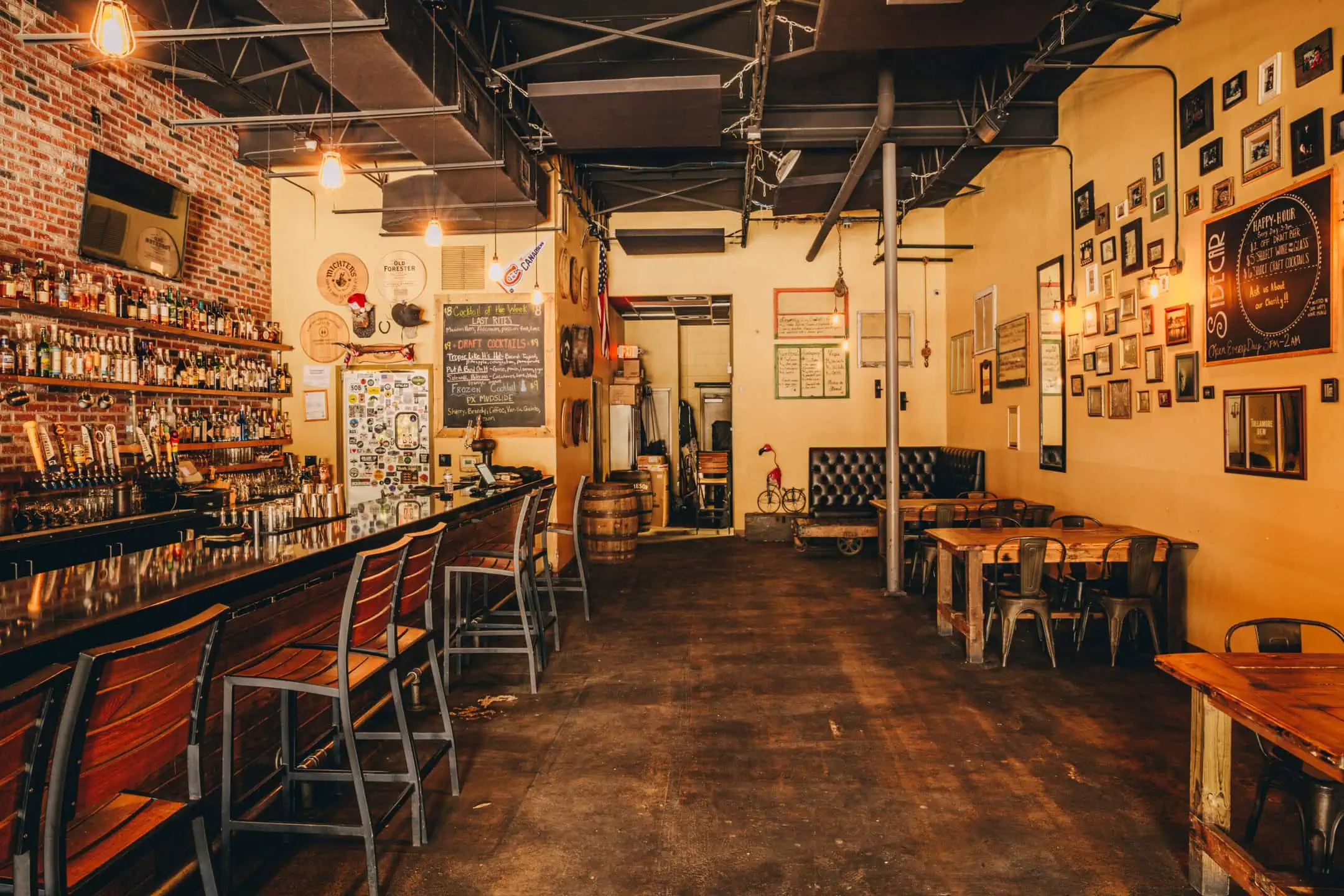 indoor seating and bar area